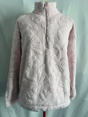 Gilly Hicks Plush Pale Pink Sherpa Zip Pullover